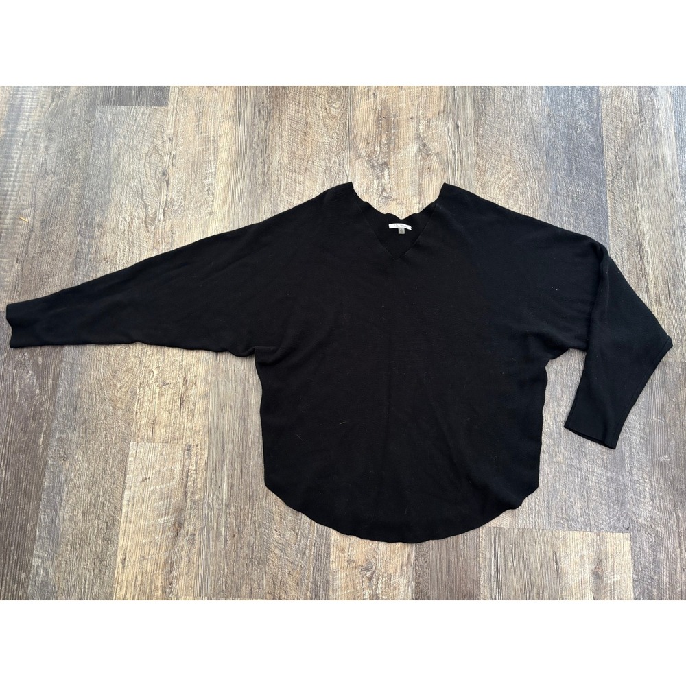 Vita Milano Womens Black V-Neck Dolman Sleeve Knit Sweater Large RN 163742